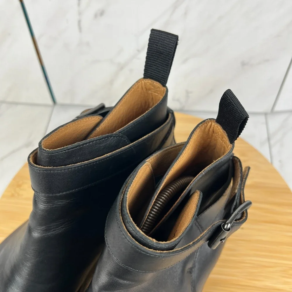 Polo Ralph Lauren Mens Size 9 D Black Leather Jodhpur Buckle Boots Shoes